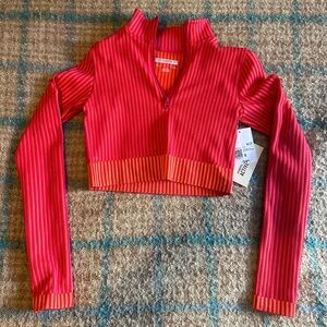 Pink and orange Forever 21 crop top workout top, size S